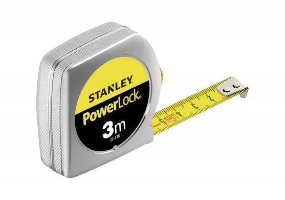 Рулетка измерительная Powerlock® длиной 3 м, шириной 12,7 мм в хромированном пластмассовом корпусе STANLEY 0-33-238